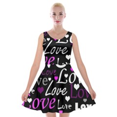 Valentine s Day Pattern - Purple Velvet Skater Dress by Valentinaart