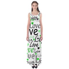 Green  Valentine s Day Pattern Empire Waist Maxi Dress by Valentinaart