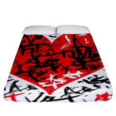 Red Hart - Graffiti Style Fitted Sheet (king Size) by Valentinaart