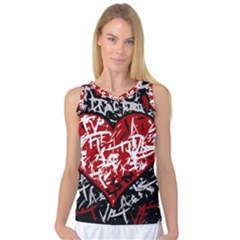 Red Graffiti Style Hart  Women s Basketball Tank Top by Valentinaart