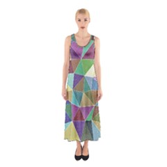 Colorful Triangles, Pencil Drawing Art Sleeveless Maxi Dress by picsaspassion