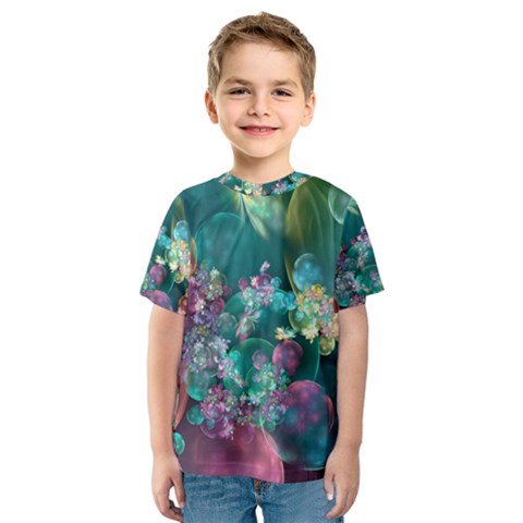 Butterflies, Bubbles, And Flowers Kids  Sport Mesh Tee by WolfepawFractals