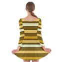 Elegant Shades of Primrose Yellow Brown Orange Stripes Pattern Long Sleeve Velvet Skater Dress View2