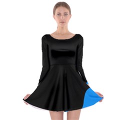 Blue And Black Long Sleeve Skater Dress by Valentinaart