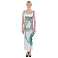 Rainbow Color Circles, Watercolor - Aquarel Painting Fitted Maxi Dress by picsaspassion