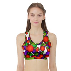 Peaches And Plums Sports Bra With Border by Valentinaart