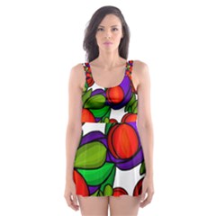 Peaches And Plums Skater Dress Swimsuit by Valentinaart