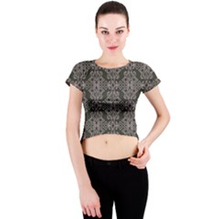 Line Geometry Pattern Geometric Crew Neck Crop Top by Amaryn4rt