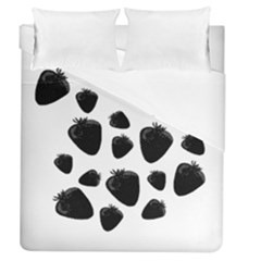 Black Strowberries Duvet Cover (queen Size) by Valentinaart