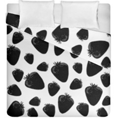 Black Strawberries Pattern Duvet Cover Double Side (king Size) by Valentinaart