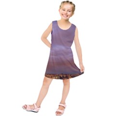 Rain Rainbow Pink Clouds Kids  Tunic Dress by Amaryn4rt