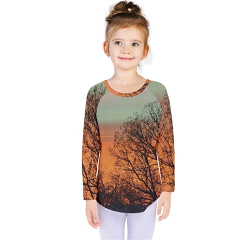 Twilight Sunset Sky Evening Clouds Kids  Long Sleeve Tee by Amaryn4rt