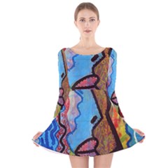 Graffiti Wall Color Artistic Long Sleeve Velvet Skater Dress by Amaryn4rt