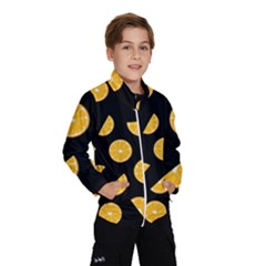 Oranges Pattern - Black Wind Breaker (kids) by Valentinaart