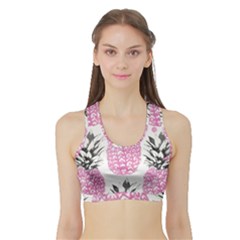 Cute Pink Pineapple  Sports Bra With Border by Brittlevirginclothing