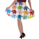 Colorful small elephants A-line Skater Skirt View2