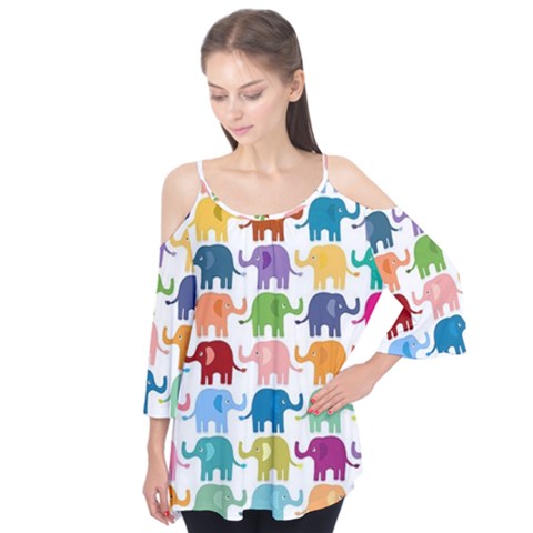 Colorful Small Elephants Flutter Tees by Brittlevirginclothing