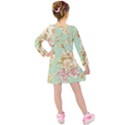 Vintage pastel flowers Kids  Long Sleeve Velvet Dress View2