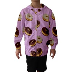 Donuts Pattern - Pink Hooded Wind Breaker (kids) by Valentinaart