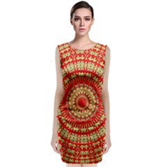 Gold And Red Mandala Classic Sleeveless Midi Dress by Amaryn4rt