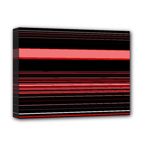 Abstract Of Red Horizontal Lines Deluxe Canvas 16  X 12   by Amaryn4rt