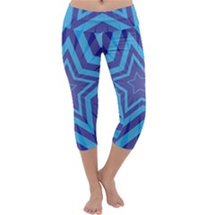 Abstract Starburst Blue Star Capri Yoga Leggings by Amaryn4rt