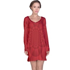 Psychedelic Art Red  Hi Tech Long Sleeve Nightdress by Amaryn4rt