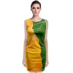 Wet Yellow And Green Leaves Abstract Pattern Classic Sleeveless Midi Dress by Amaryn4rt