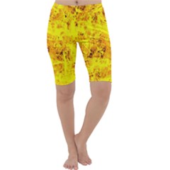 Yellow Abstract Background Cropped Leggings  by Amaryn4rt