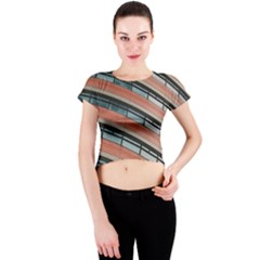 Architecture Building Glass Pattern Crew Neck Crop Top by Amaryn4rt