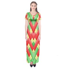 Christmas Geometric 3d Design Short Sleeve Maxi Dress by Amaryn4rt