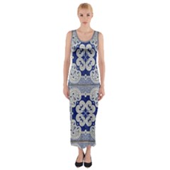 Ceramic Portugal Tiles Wall Fitted Maxi Dress by Amaryn4rt