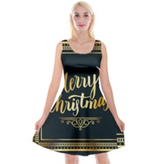 Christmas Gold Black Frame Noble Reversible Velvet Sleeveless Dress by Nexatart