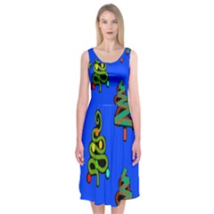 Christmas Trees Midi Sleeveless Dress by Nexatart