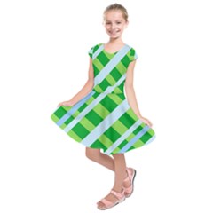 Fabric Cotton Geometric Diagonal Kids  Short Sleeve Dress by Nexatart