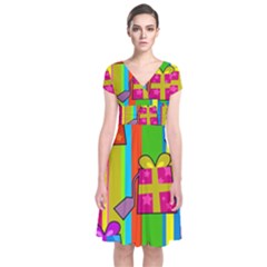 Holiday Gifts Short Sleeve Front Wrap Dress by Nexatart