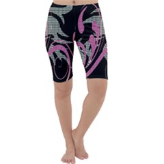 Violet Calligraphic Art Cropped Leggings  by Nexatart