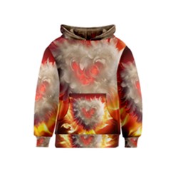 Arts Fire Valentines Day Heart Love Flames Heart Kids  Pullover Hoodie by Nexatart