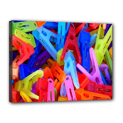 Clothespins Colorful Laundry Jam Pattern Canvas 16  X 12  by Nexatart