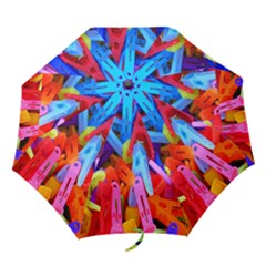 Clothespins Colorful Laundry Jam Pattern Folding Umbrellas by Nexatart