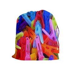 Clothespins Colorful Laundry Jam Pattern Drawstring Pouches (extra Large) by Nexatart