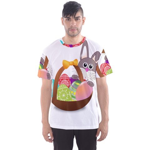 Easter Bunny Eggs Nest Basket Men s Sport Mesh Tee by Nexatart