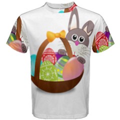 Easter Bunny Eggs Nest Basket Men s Cotton Tee by Nexatart