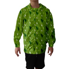 Green Christmas Tree Background Hooded Wind Breaker (kids) by Nexatart