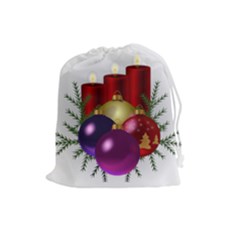 Candles Christmas Tree Decorations Drawstring Pouches (large)  by Nexatart