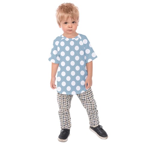 Blue Polkadot Background Kids  Raglan Tee by Nexatart