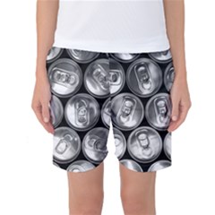 Black And White Doses Cans Fuzzy Drinks Women s Basketball Shorts by Nexatart