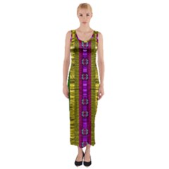 A Gift From The Rainbow In The Sky Fitted Maxi Dress by pepitasart