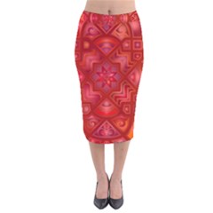 Geometric Line Art Background Velvet Midi Pencil Skirt by Nexatart