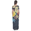 Deep blue vintage flowers Short Sleeve Maxi Dress View2